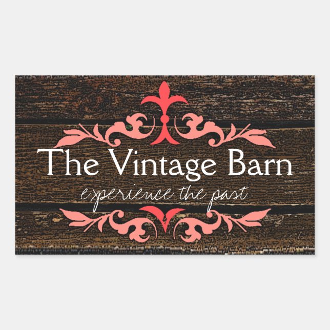 Sticker Rectangulaire Rustique Pays Grains de bois de grange (Devant)
