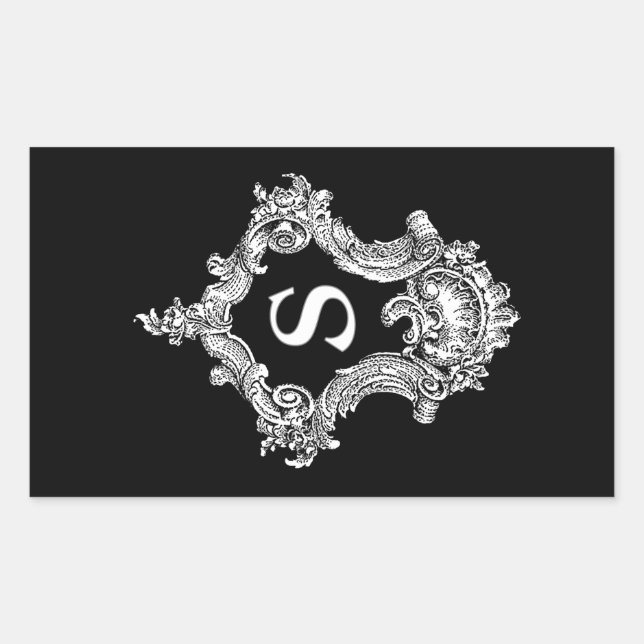 Sticker Rectangulaire S Monogramme initial (Devant)