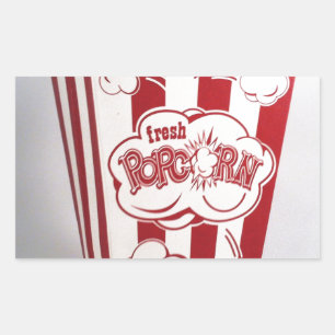 Sticker Rectangulaire Sac de Popcorn frais rouge Vintage