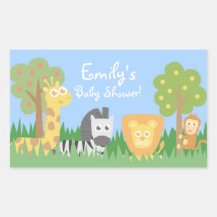 Sticker Rectangulaire Safari Animaux Thème Décorations Baby showers