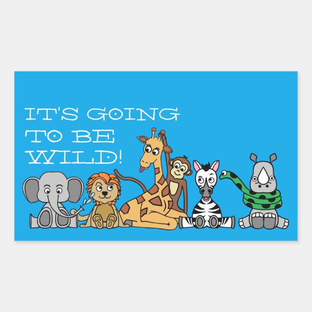 Sticker Rectangulaire Safari sauvage, fête d'anniversaire pour enfants (Devant)