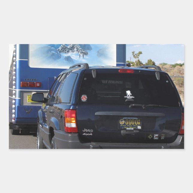 Sticker Rectangulaire Safari Trek 1999 Blue Classic RV Motorhome Jeep (Devant)