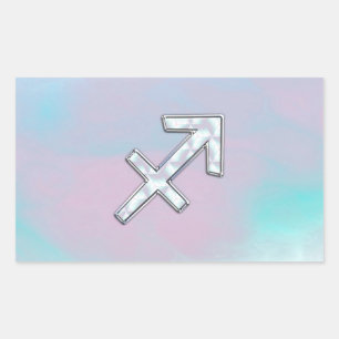 Sticker Rectangulaire Sagittaire moderne Zodiac sur Mère de style perle
