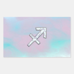 Sticker Rectangulaire Sagittarius Zodiac signe sur Mère de style perle