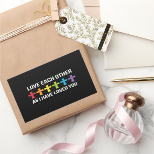 Sticker Rectangulaire S'aimer les uns les autres Fierté gay LGBTQ Arc-en