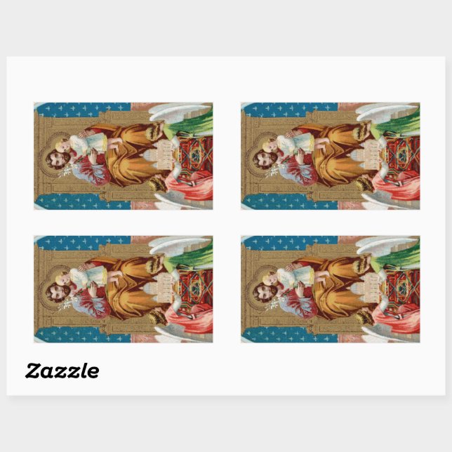 Sticker Rectangulaire Saint Joseph, Toddler CC, Anges avec modèle du Vat (Feuille)
