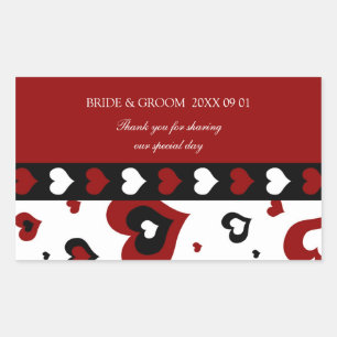 Sticker Rectangulaire Saint-Valentin Mariage Favor Tags Red Hearts