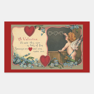 Sticker Rectangulaire Saint-Valentin Mignon Vintage, Chérubin Enseignant