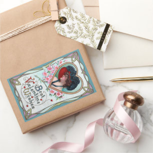 Sticker Rectangulaire Saint Valentin vintage, une femme élégante dans un