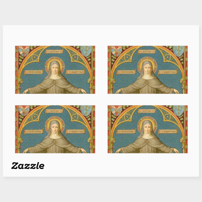 Sticker Rectangulaire Sainte Claire d'Assise et des manuscrits de Vows ( (Feuille)