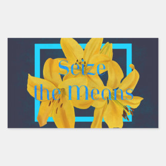Sticker Rectangulaire Saisir les moyens avec Lys bleu et jaune