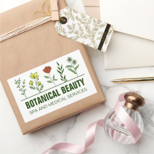 Sticker Rectangulaire Salon de Spa Botanique Beau et Floral Vert
