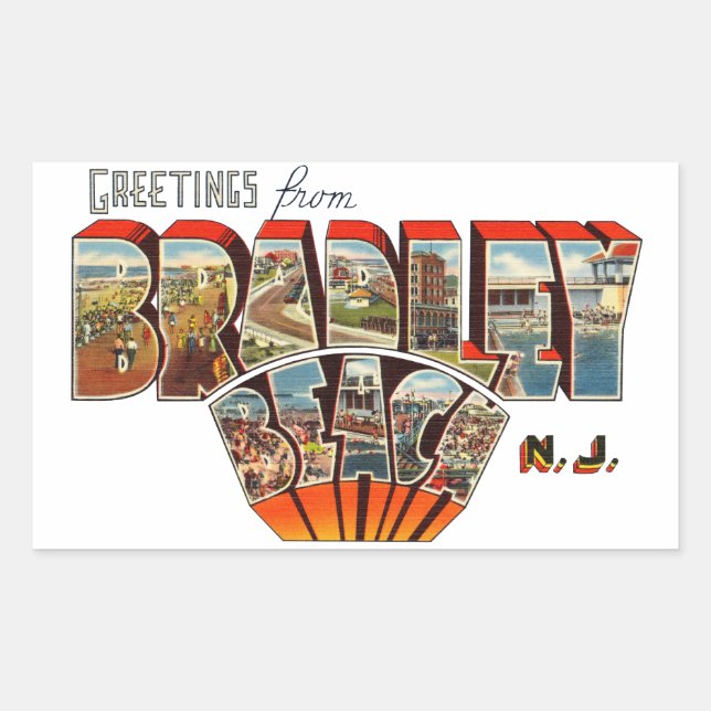 Sticker Rectangulaire Salutations de Bradley Beach New Jersey (Devant)
