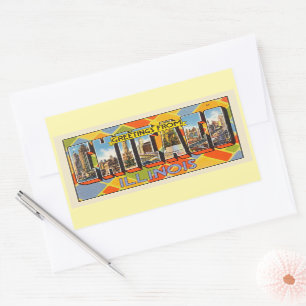 Sticker Rectangulaire Salutations de Chicago, Illinois,
