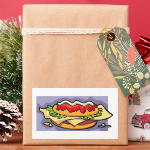 Sticker Rectangulaire Sandwich au fromage, laitue et sauce