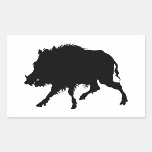 Sticker Rectangulaire Sanglier ou cochon sauvage Elégant Silhouette