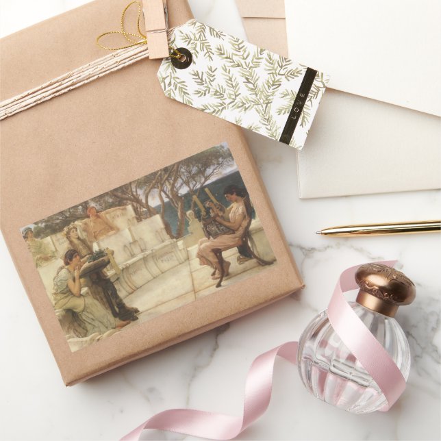 Sticker Rectangulaire Sappho et Alcaeus par Sir Lawrence Alma Tadema (Cadeaux)