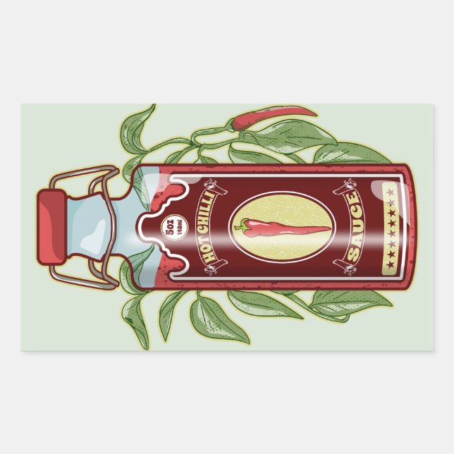 Sticker Rectangulaire Sauce au chili chaud (Devant)