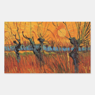 Sticker Rectangulaire Saules au coucher du soleil par Vincent van Gogh