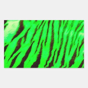 Sticker Rectangulaire Sauvage & Vibrant Tiger Vert Stripes