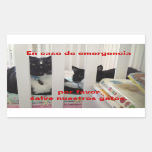 Sticker Rectangulaire Sauvez en cas d'urgence notre chat