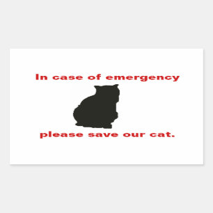 Sticker Rectangulaire Sauvez en cas d'urgence notre chat