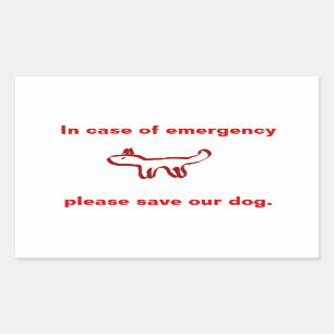 Sticker Rectangulaire Sauvez en cas d'urgence notre chien