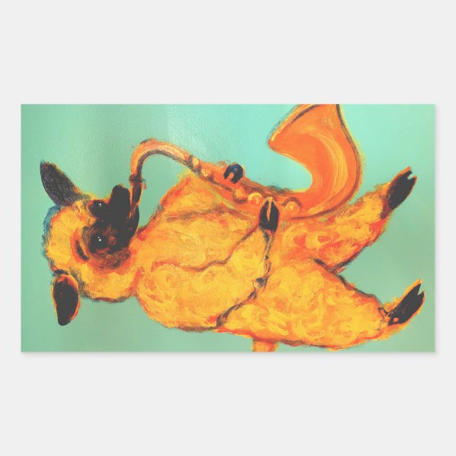 Sticker Rectangulaire Saxophone : mouton (Devant)