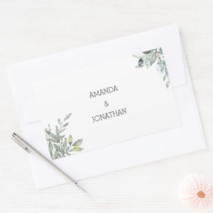 Sticker Rectangulaire Sceau d'enveloppe Mariage moderne Eucalyptus