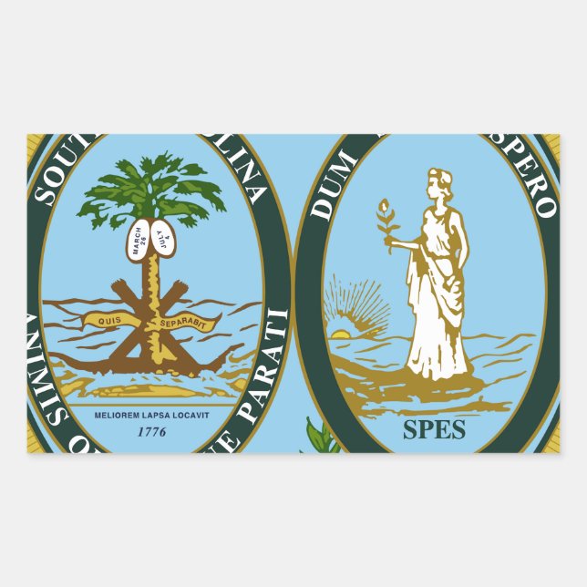 Sticker Rectangulaire Sceau d'État de Caroline du Sud (Devant)