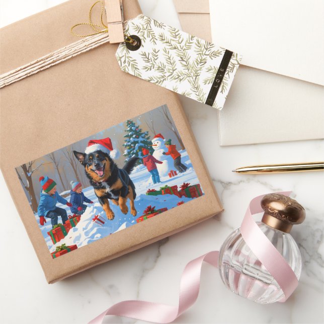 Sticker Rectangulaire Scène belge de Noël de Malinoi (Cadeaux)