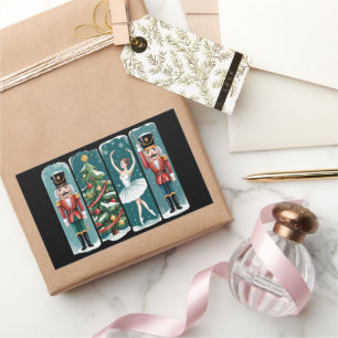 Sticker Rectangulaire Scène de vacances du ballet de Noël Casse-Noisette