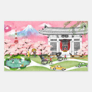 Sticker Rectangulaire Scène japonaise