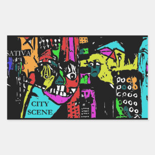 STICKER RECTANGULAIRE SCÈNE URBAINE SATIVA