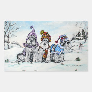 Sticker Rectangulaire Schnauzers en hiver
