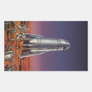 Sticker Rectangulaire Science-fiction vintage, les astronautes Beetle Al