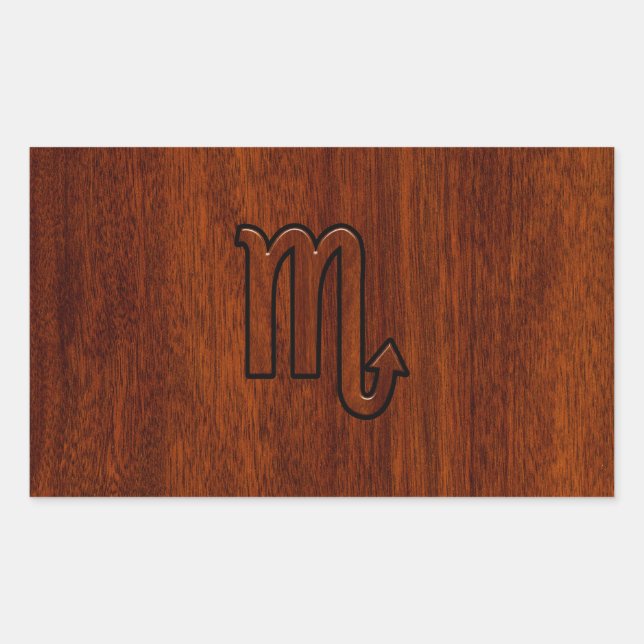 Sticker Rectangulaire Scorpio Zodiac Connexion Style acajou (Devant)