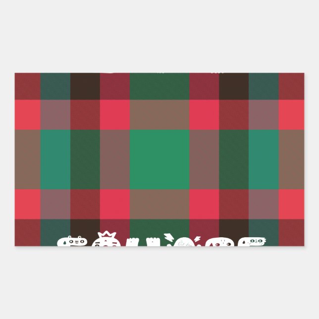 Sticker Rectangulaire Scottish Royal À damiers Tartan Plaid avec texte (Devant)