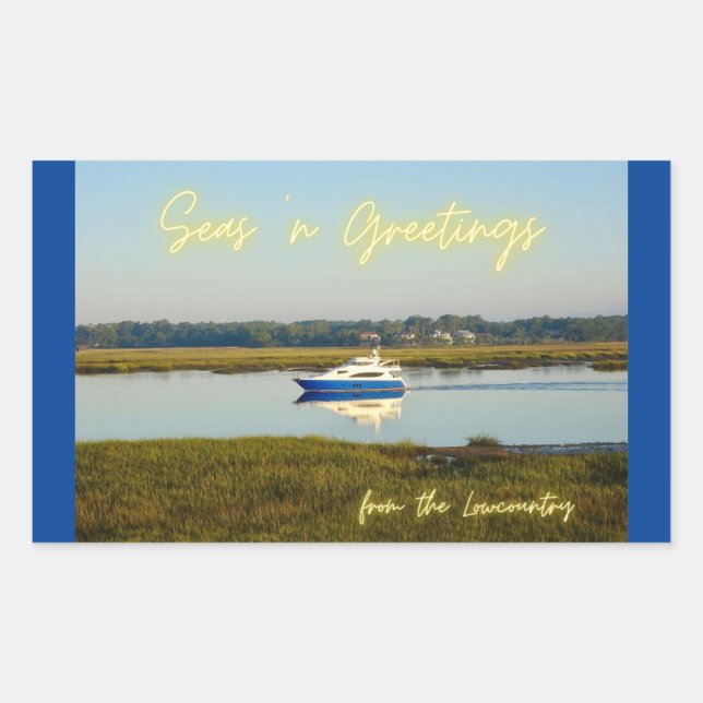 Sticker Rectangulaire Seas n Salutations de Lowcountry Hilton Head (Devant)