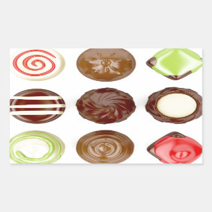 Sticker Rectangulaire Sélection de bonbons au chocolat