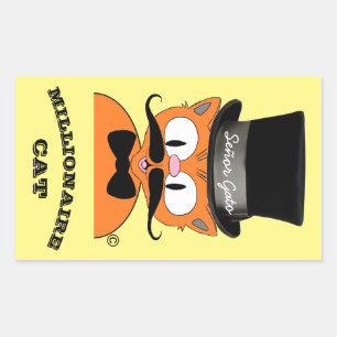 Sticker Rectangulaire Señor Gato MillionaireMoustache Chat Haut-de-forme