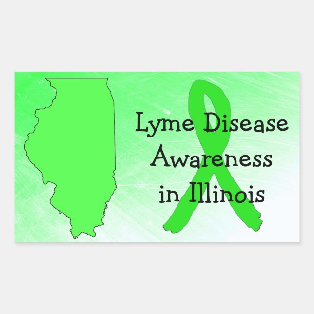 Sticker Rectangulaire Sensibilisation à la maladie de Lyme en Illinois S (Devant)