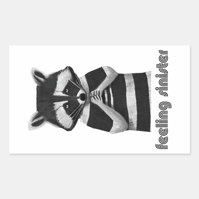 Sticker Rectangulaire Sentiment de sinistre drôle Raccoon (Devant)
