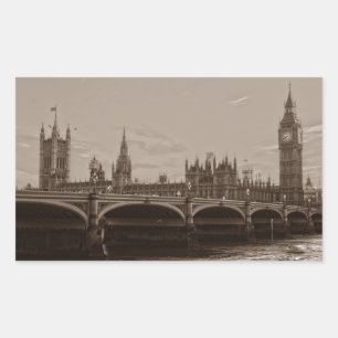 Sticker Rectangulaire Sepia Big Ben Tower Palace de Westminster