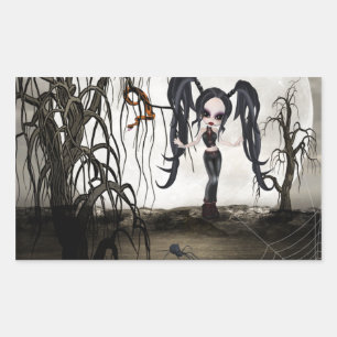 Sticker Rectangulaire Sepia Goth Girl