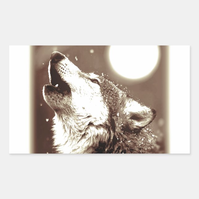 Sticker Rectangulaire Sepia Wolf & Moon (Devant)