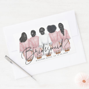 Sticker Rectangulaire Serez-Vous Ma Femme D'Accueil ? Carte Girls in Rob
