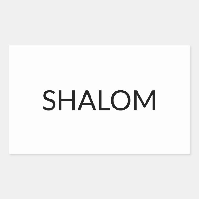 Sticker Rectangulaire Shalom blanc noir paix en hébreu minimaliste (Devant)