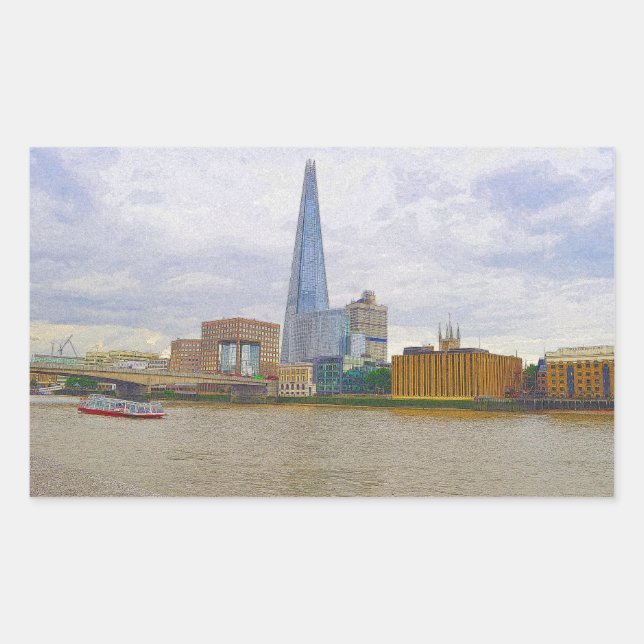 Sticker Rectangulaire Shard, Thames River, Londres, Angleterre (Devant)
