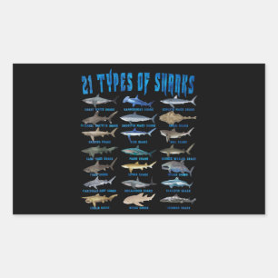 Sticker Rectangulaire Shark Lovers 21 Types of Sharks Ocean Animal